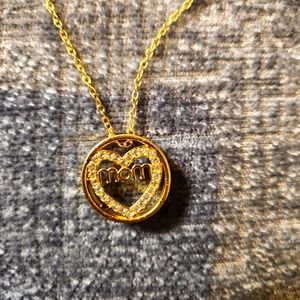 Heart Inlaided Golden Necklace Mother's Day gift